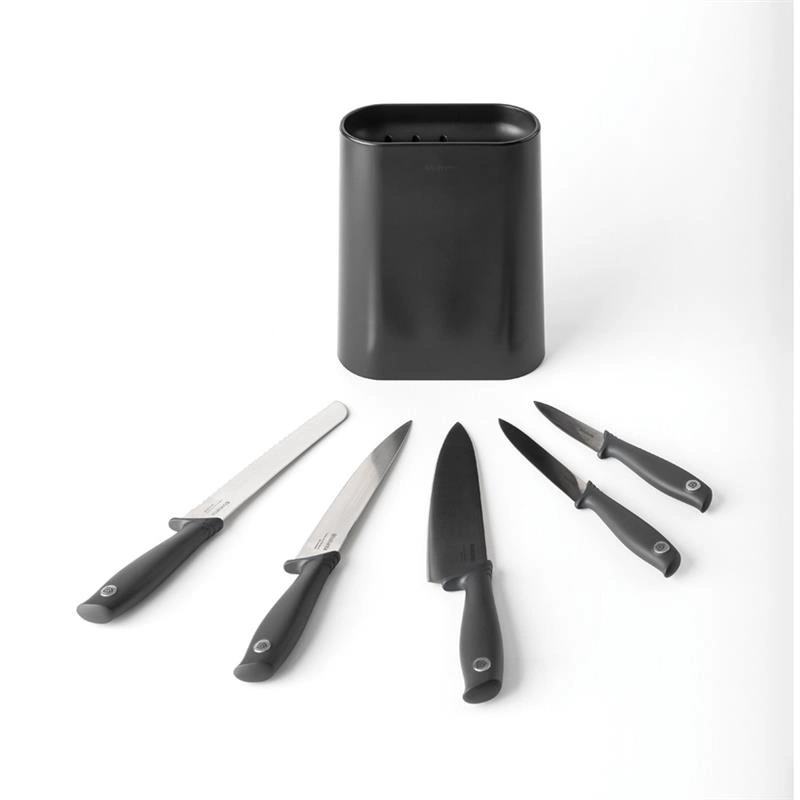 Brabantia - Zestaw 5 noży w bloku Tasty+ Ciemno Szary