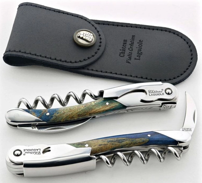 Château Laguiole - Korkociąg Château Laguiole z linii Grand Cru - drewno bukowe barwione na niebiesko