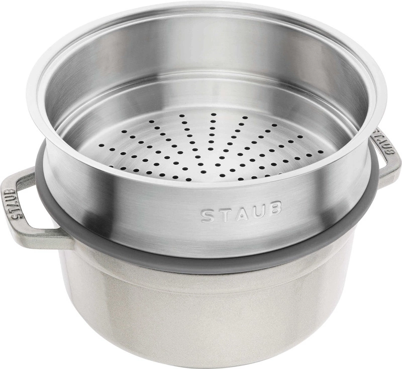 Staub - garnek żeliwny okrągły z wkładem 3.8 ltr truflowy La Cocotte