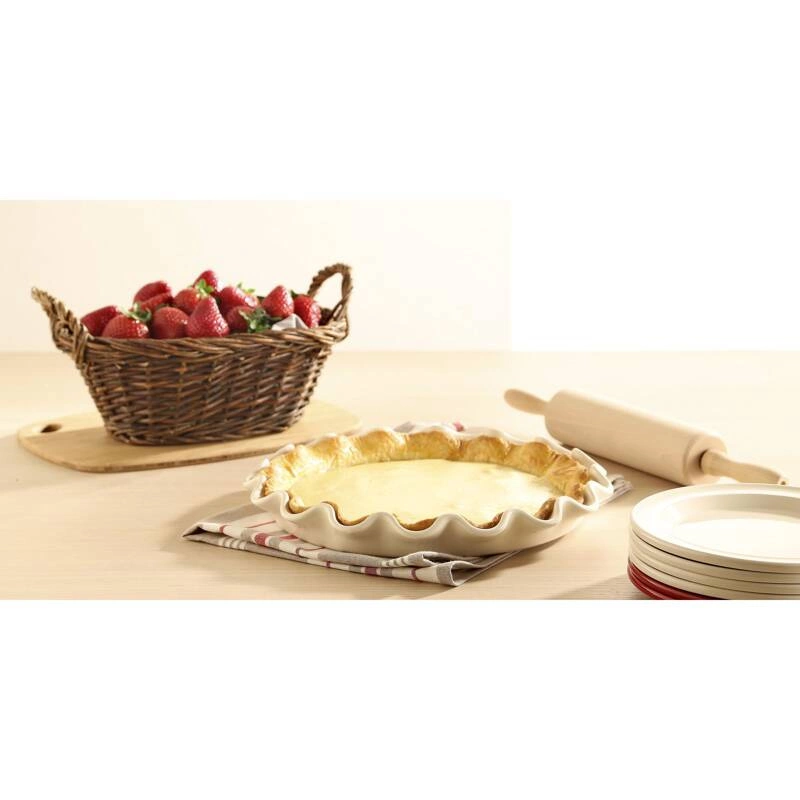 Emile Henry - Naczynie do tarty z falbaną 33cm kremowy