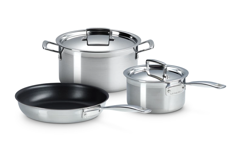 Le Creuset - komplet garnków stalowych z patelnią 3-ply