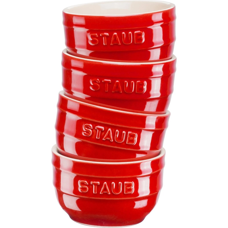 Staub - zestaw 4 ramekinów okrągłych 9 cm, czerwony XS-MINIS
