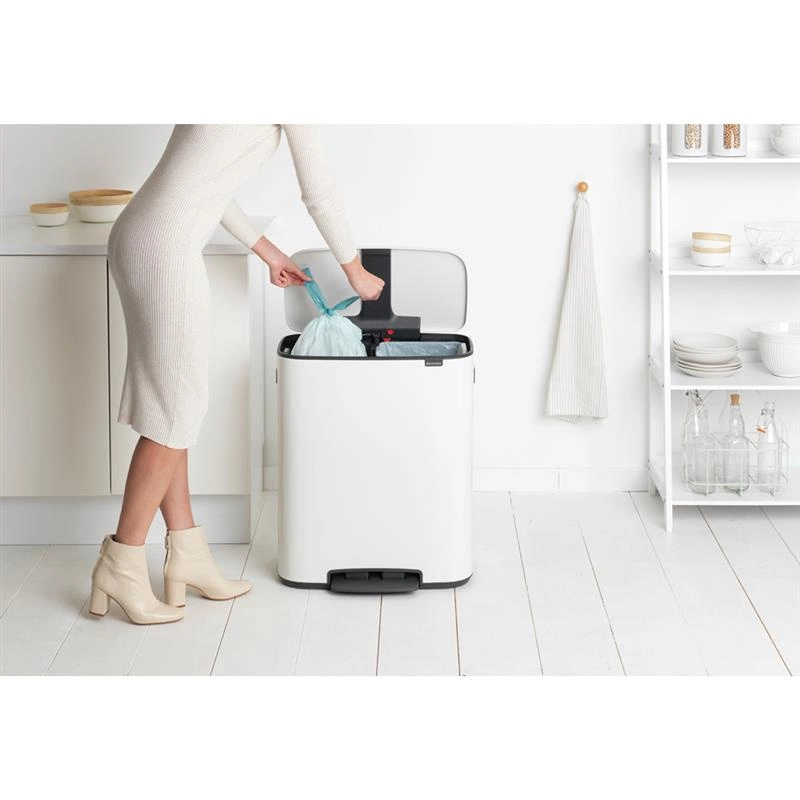 Brabantia - Kosz na śmieci pedałowy Bo 2x30L biały
