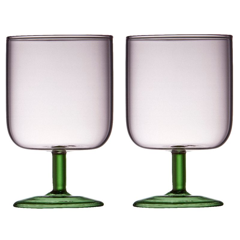 Lyngby Glas - Kieliszki do wina Torino 300 ml 2 sztuki różowo/zielone