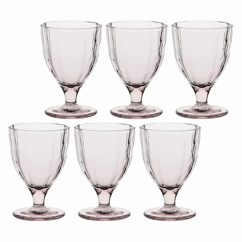 Rose&Tulipani - zestaw 6 kieliszków 300 ml jasnoróżowy Amami