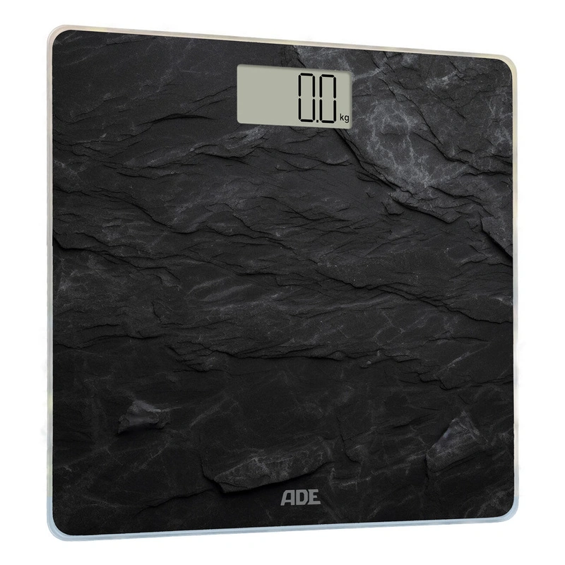 ADE - waga łazienkowa, do 180 kg, 30 x 30 cm, łupkowy wzór, czarna