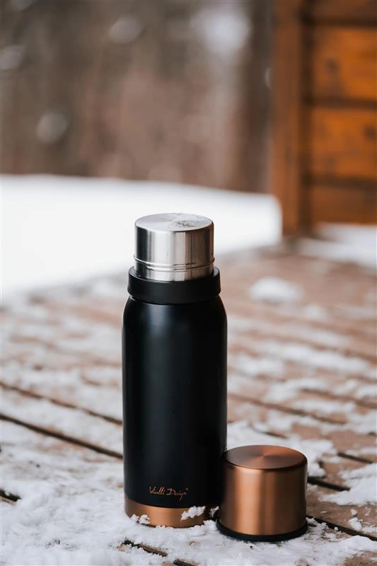 Vialli Design - Termos turystyczny 1l FUORI czarny Rose Gold