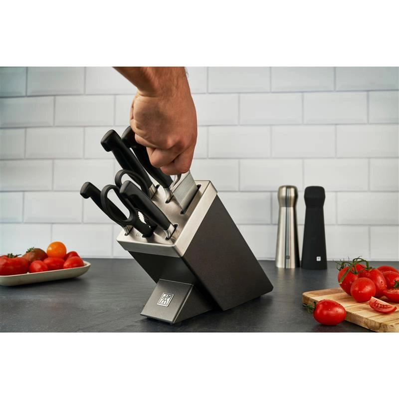 Zwilling - Zestaw 5 noży w bloku samoostrzącym Four Star - szary