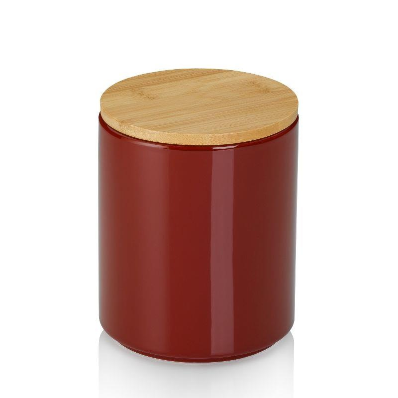 Kela - pojemnik kuchenny, ceramika/bambus, 1,0 l, śred. 12 x 15 cm, czerwony Cady