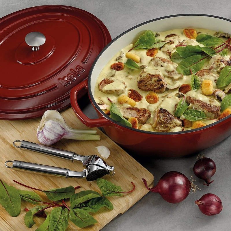 Kela - Brytfanna żeliwna 6,5l +pokr. czerwona Calid