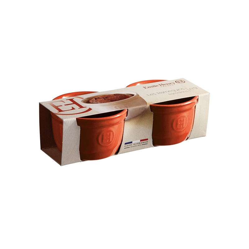Emile Henry - Zestaw dwóch miseczek do zapiekania typu ramekin - N°9 - czerwony