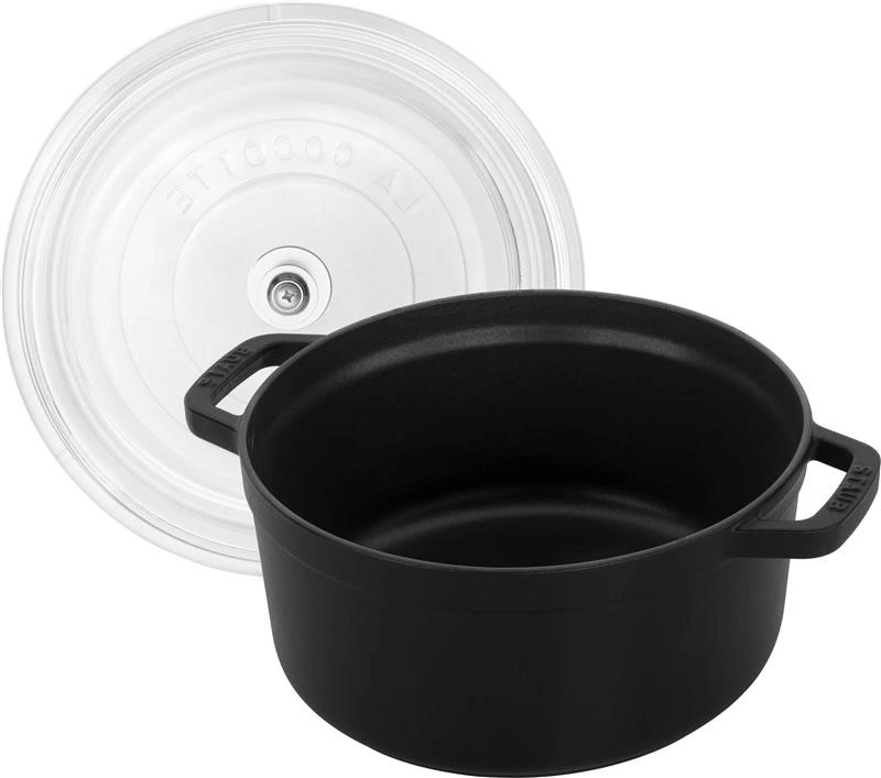 Staub - garnek żeliwny okrągły ze szklaną pokrywką 3.8 ltr czarny La Cocotte