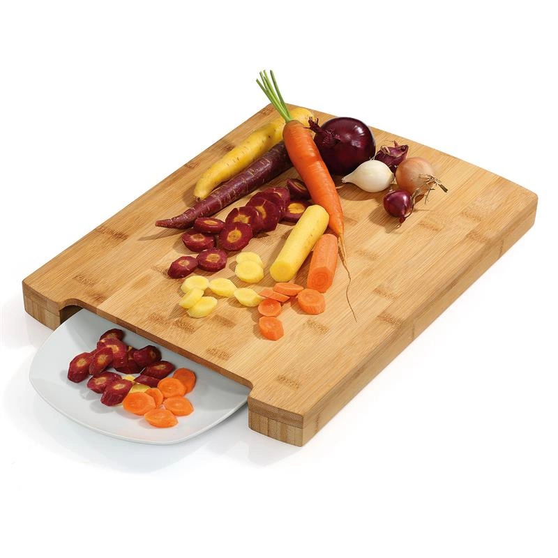 Zassenhaus - deska do krojenia z tacką, bambus/stal nierdzewna, 40 x 30 x 3,5 cm