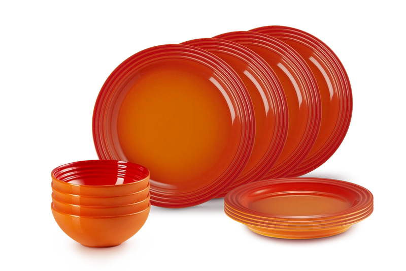 Le Creuset - 12 częściowy zestaw zastawy stołowej płomienny