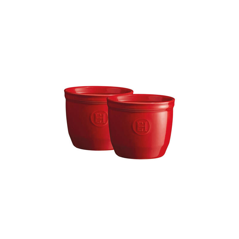 Emile Henry - Zestaw dwóch miseczek do zapiekania typu ramekin - N°8 - czerwony