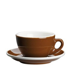 Cilio - filiżanka do cappuccino, ze spodkiem, 0,1 l, brąz Roma