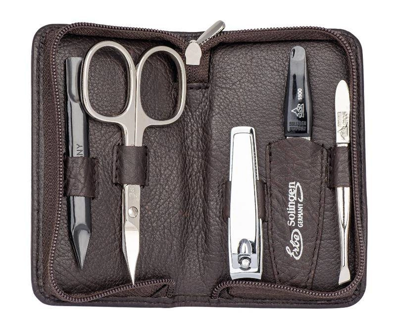Erbe Solingen - Zestaw do manicure 5 cz. stal niklowana brązowy