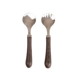 Sagaform - sztućce do sałatek, drewno wenge/stal nierdzewna, 23 cm Astrid