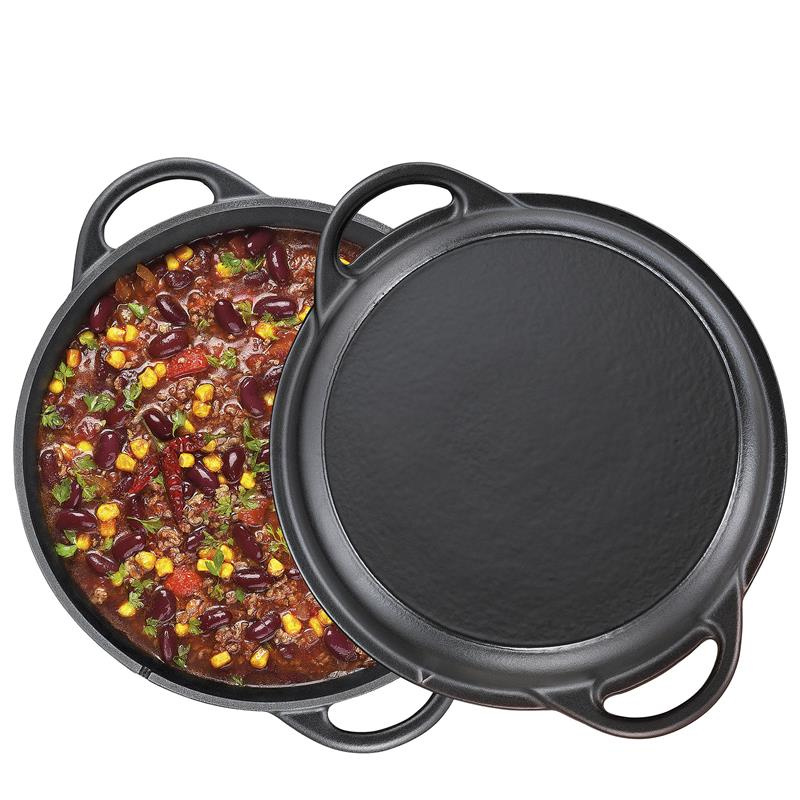 Kuchenprofi - garnek z pokrywą/patelnią grillową, żeliwo, 5,0 l, śred. 26 cm BBQ