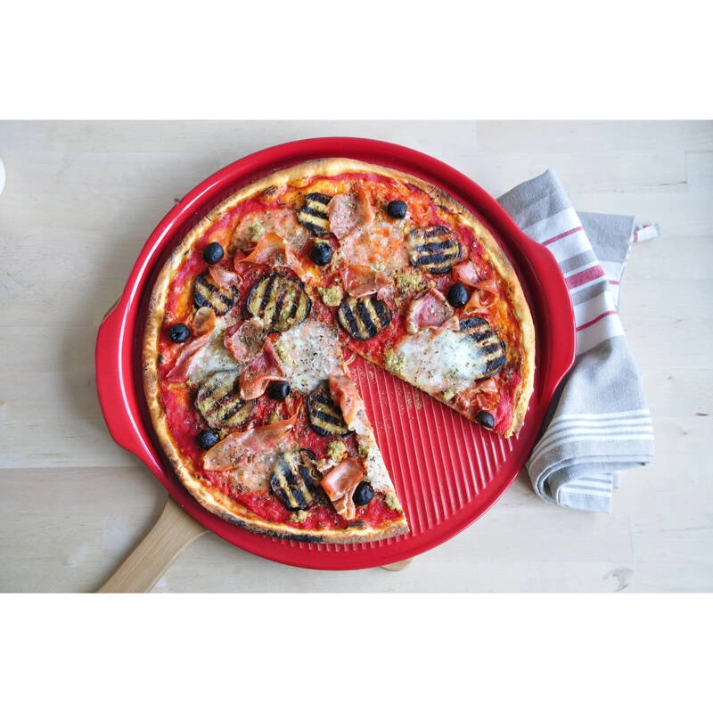 Emile Henry - Kamień do pizzy 37 CM - czerwony