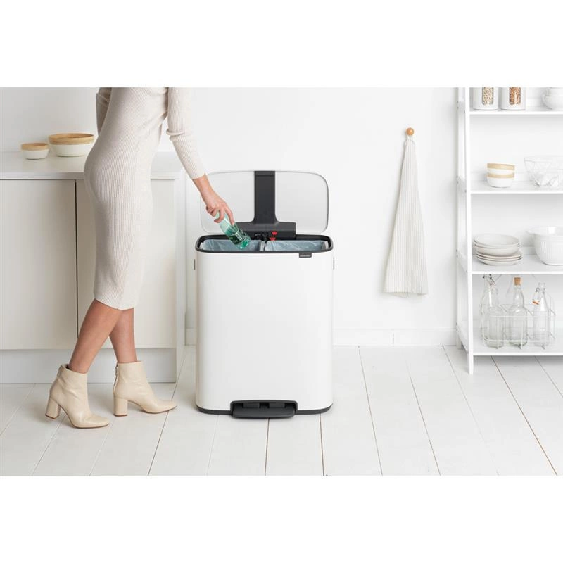 Brabantia - Kosz na śmieci pedałowy Bo 2x30L biały