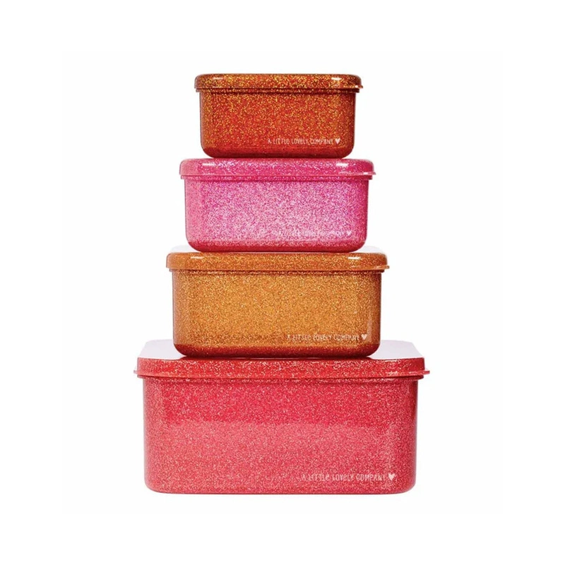 A Little Lovely Company - Lunchboxy dla dzieci GLITTER - AUTUMN PINK