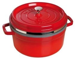Staub - garnek brytfanna żeliwna z wkładem do gotowania na parze wiśniowa 4,6 l 26 cm