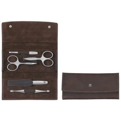 Zwilling - zestaw podróżny - brązowe skórzane etui, 5 elementów Twinox