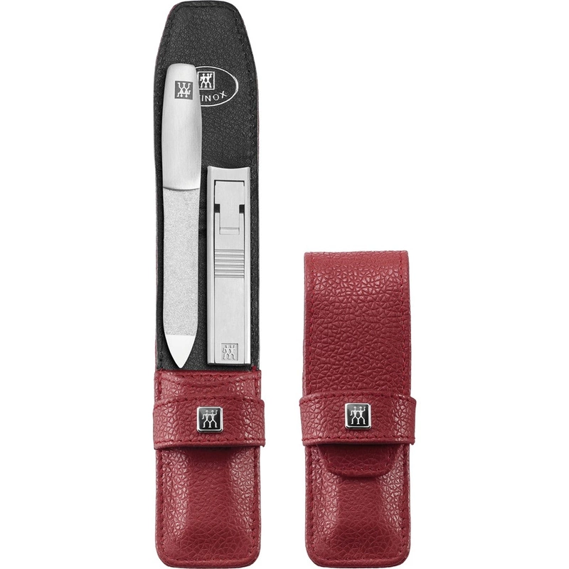 Zwilling - zestaw podróżny - czerwone skórzane etui, 2 elementy Twinox