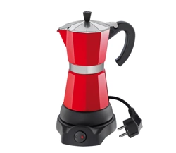 Cilio - elektryczna kafeteria / kawiarka aluminiowa 6 filiżanek czerwona