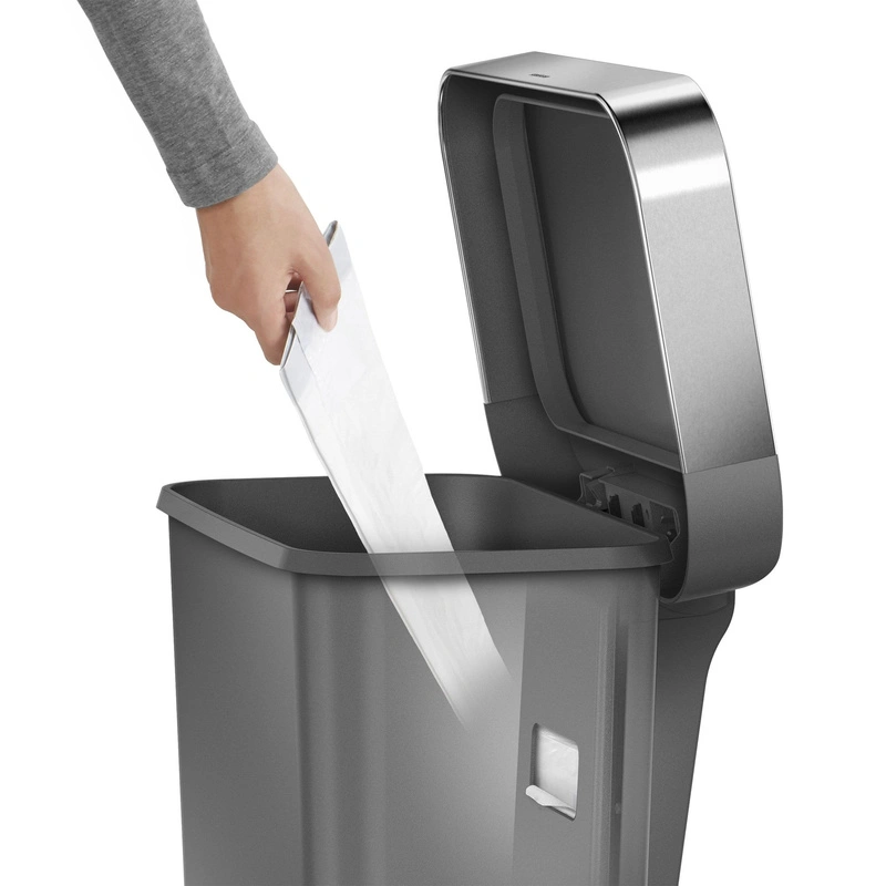 simplehuman - Kosz na śmieci pedałowy Liner Pocket, 45 l; szary