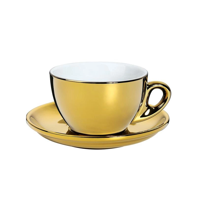 Cilio - filiżanka do cappuccino, ze spodkiem, 0,1 l, złota Roma