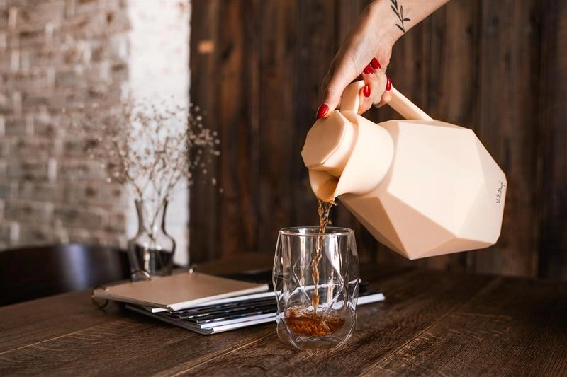 Vialli Design - Termos z wkładem szklanym 1L GEO kremowy