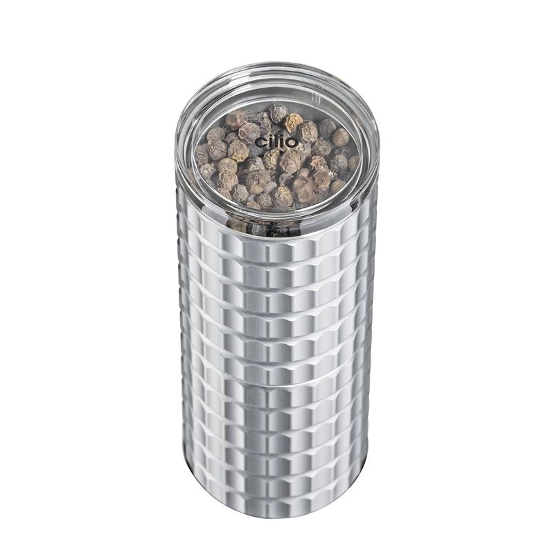 Cilio - młynek do przypraw, aluminium/ceramika, śred. 4,5 x 12,5 cm, metaliczny Pisa