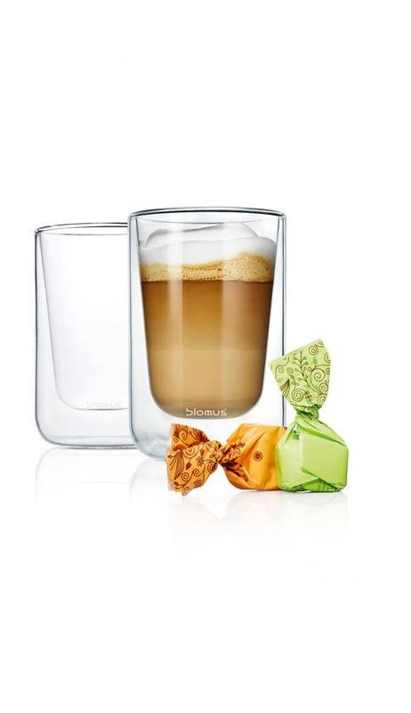 Blomus - dwie szklanki podwójne ścianki cappuccino Nero