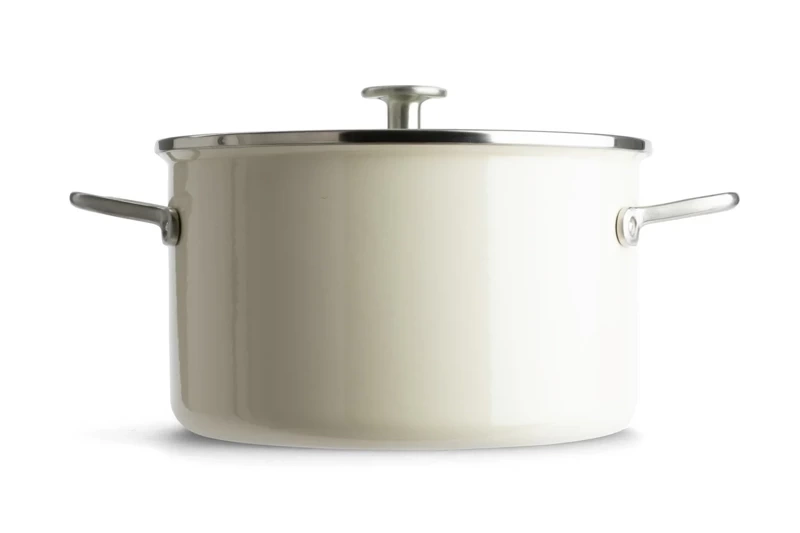 KitchenAid - Zestaw garnków emaliowanych 8 elementów Almond kremowy