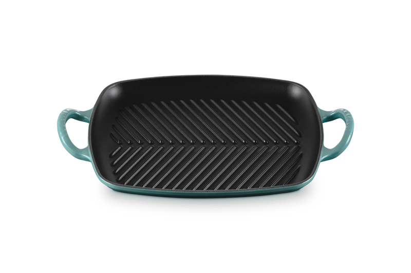 Le Creuset - patelnia żeliwna grillowa z dwoma uchwytami 30 cm bleu riviera