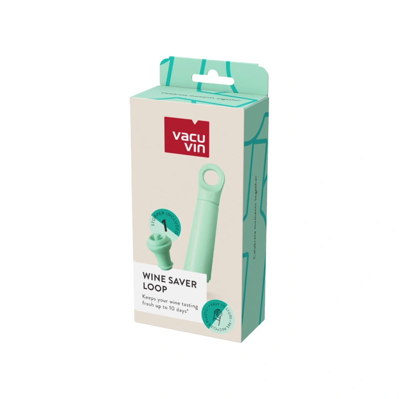 VacuVin - Zestaw do próżniowego zamykania wina (pompka próżniowa + 1 korek) Wine Saver Loop Jade