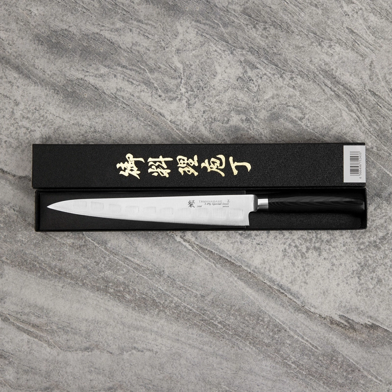 Tamahagane - SAN Black VG-5 Nóż Sujihiki żłobiony 24 cm