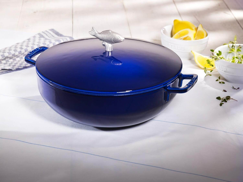 Staub - głęboka patelnia żeliwna Chistera niebieska 24 cm