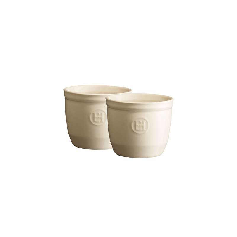 Emile Henry - Zestaw dwóch miseczek do zapiekania typu ramekin - N°8 - kremowy