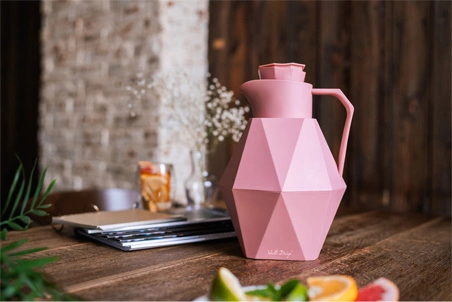 Vialli Design - Termos z wkładem szklanym 1L GEO różowy