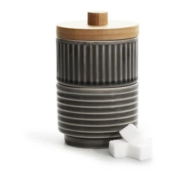 Sagaform - 2 mieseczki do serwowania/cukiernica z pokrywką, szare, ceramika/bambus, śred. 8 x 13 cm Coffee & More