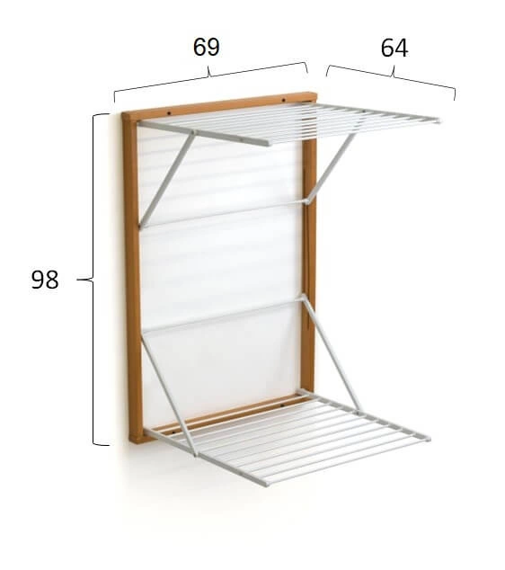 ARREDAMENTI - KORAL Naścienna suszarka na pranie - 98 x 69 cm, Brązowy