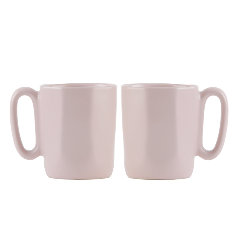 Vialli Design - Dwa kubki ceramiczne z uszkiem 80 ml Fuori różowe