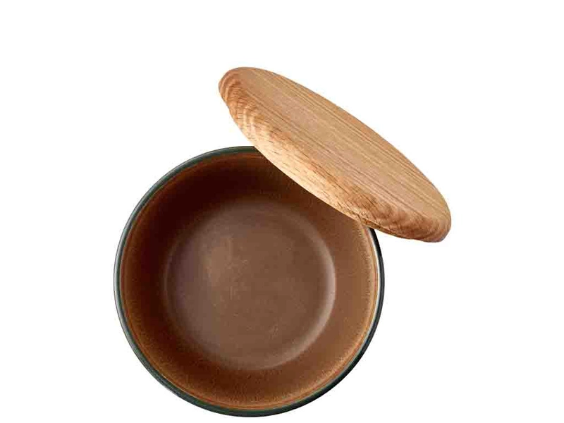 Bitz - Zestaw misek kamionkowych z pokrywką 3szt. drewniany