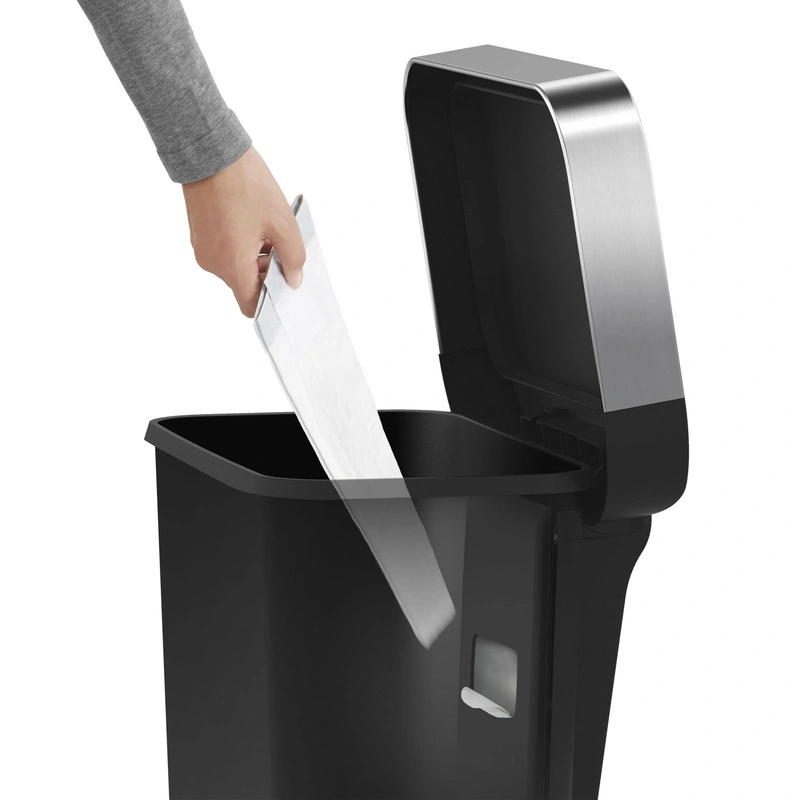 simplehuman - Kosz na śmieci pedałowy Liner Pocket, 45 l; czarny