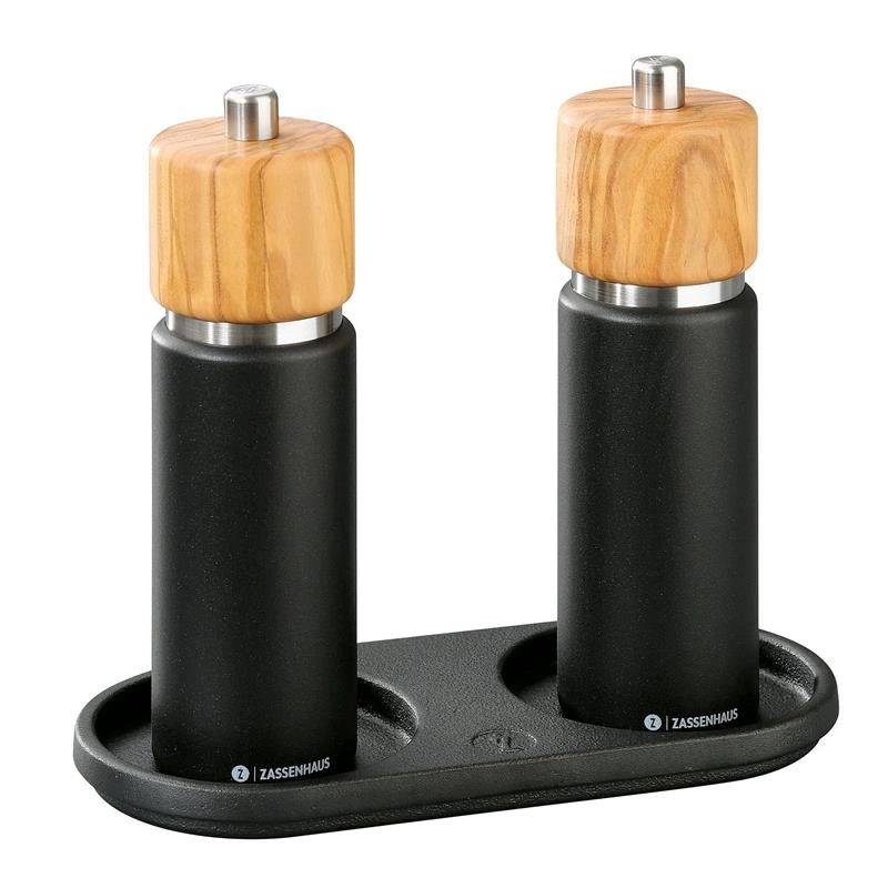 Zassenhaus - podstawka na młynki, żeliwo, 20 x 9 cm, na 2 młynki o średnicy do 7,5 cm