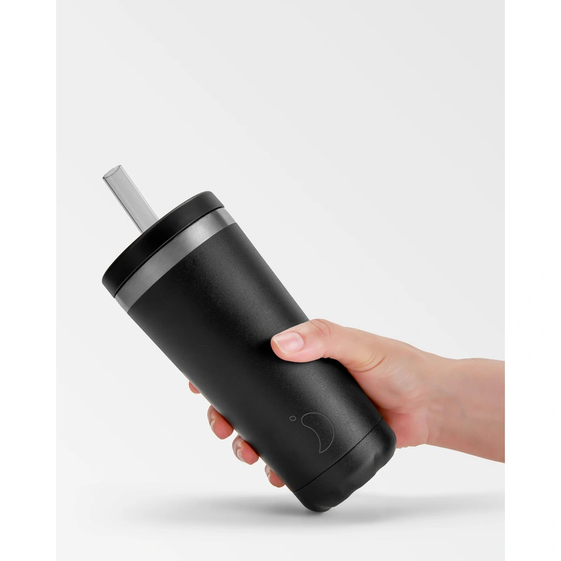 Chilly's Bottles - Termiczny kubek ze słomką Chilly's | 500ml | Czarny