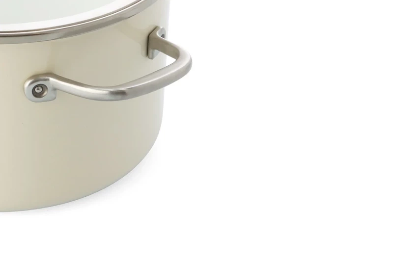 KitchenAid - Zestaw garnków emaliowanych 8 elementów Almond kremowy